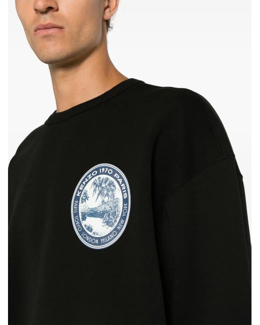 KENZO Black Sweatshirt With Application for men