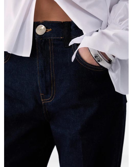 Liu Jo Blue Straight Jeans With Fabric Details