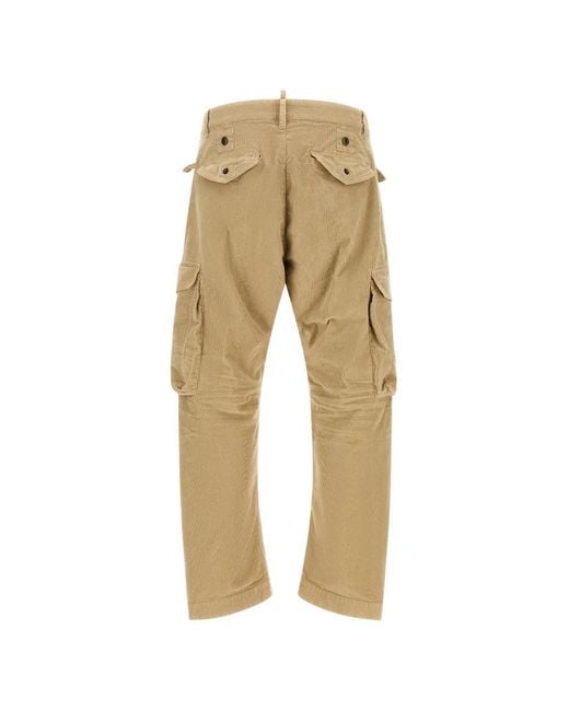 DSquared² Natural Multipocket Corduroy Cargo Pants for men