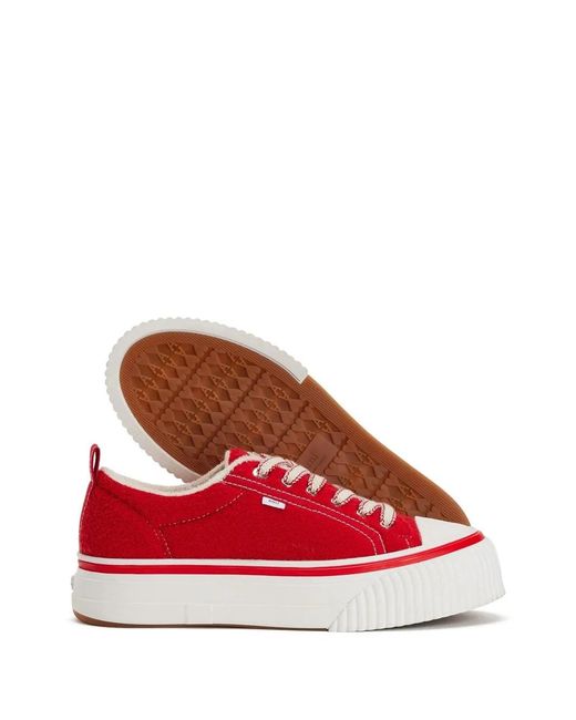 AMI Red Low-Top Flatform Sneakers