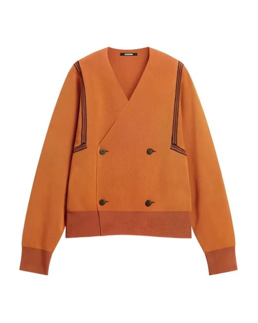 Jacquemus Orange Cardigan Rayé À Boutonnière Croisée for men
