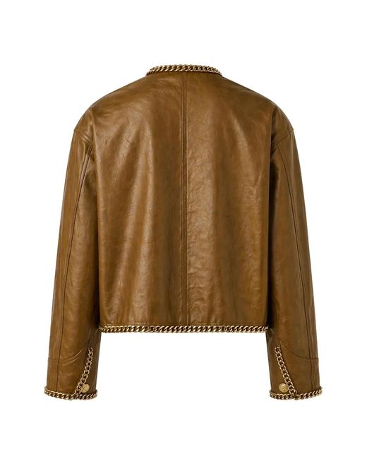 R13 Brown Chain-Link Leather Jacket