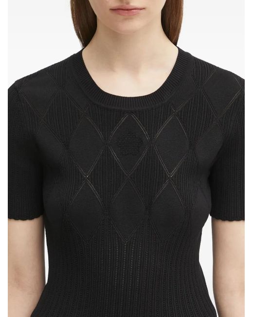 KENZO Black Ribbed-Knit Diamond-Pattern Top