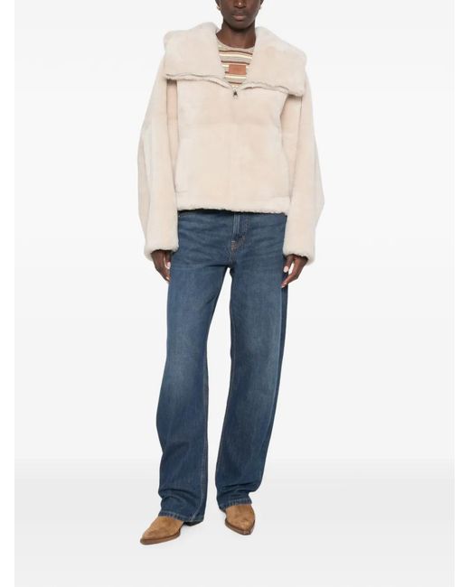 Blancha Natural Hooded Shearling Jacket