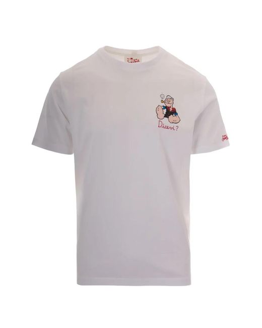 Mc2 Saint Barth White Popeye-Print T-Shirt for men