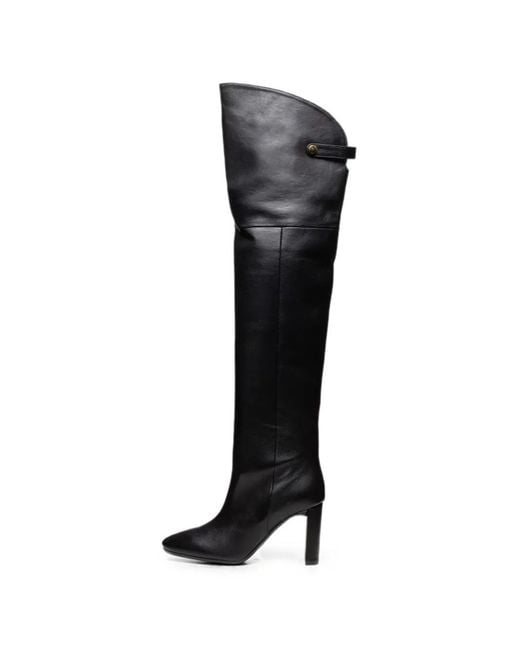 Poche Paris Black Over-The-Knee Leather Boots