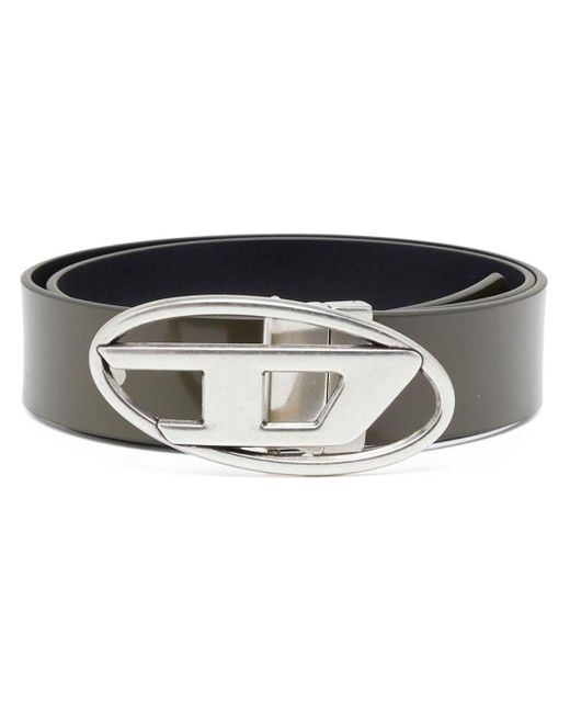 DIESEL Black 1dr Logo-buckle Leather Belt for men
