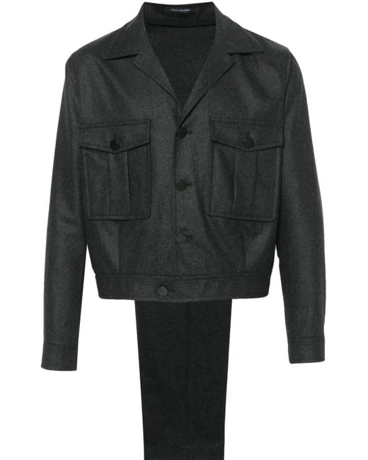 Tagliatore Black Single-Breasted Virgin Wool Suit for men