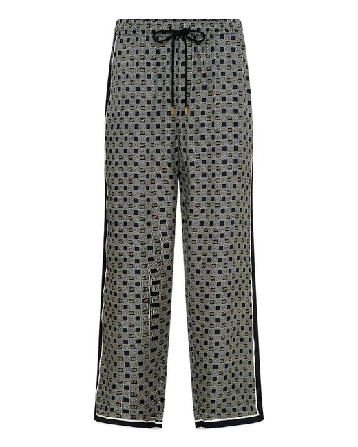 Camilla Gray Elastic-Waist Silk Trousers for men