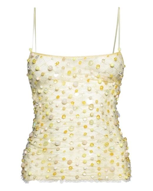 Roberta Einer Metallic Fishnet Beaded Top