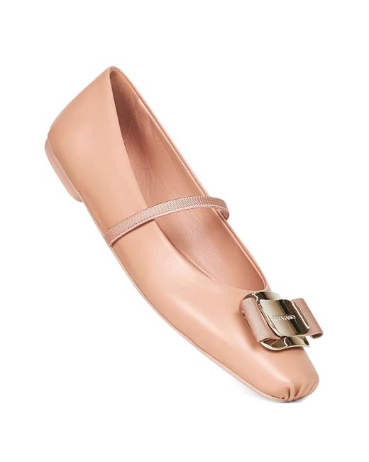 Ferragamo Pink Vara Square-toe Ballet Flats
