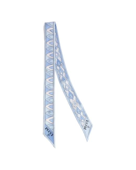 Emilio Pucci Blue Mixed Print Silk Scarf