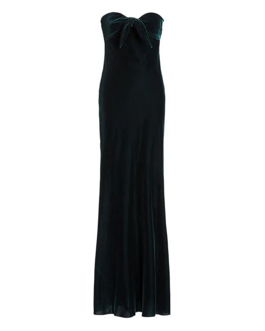 Ralph Lauren Black Bow-Detail Strapless Maxi Dress