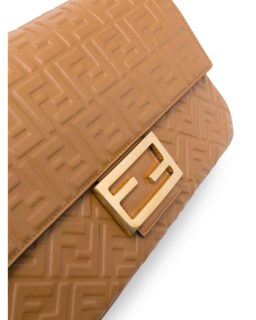 Fendi Brown Logo-embossed Leather Shoulder Bag