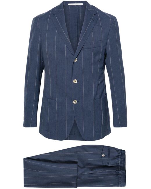 Eleventy Blue Pinstriped Single-breasted Suit for men