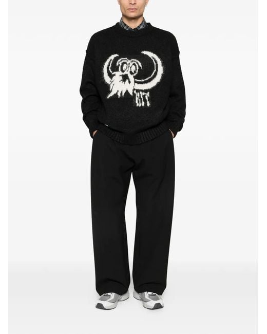 (w)taps Black Graphic Crew-Neck Sweater for men