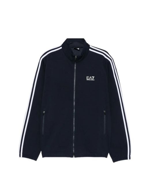 EA7 Blue Logo-Print Side-Stripe Tracksuit for men