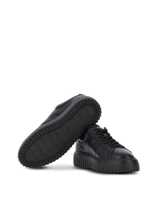 Hogan Black H-stripes Leather Sneakers for men