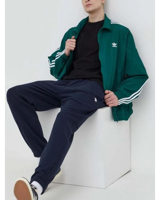 Adidas Green Three-Stripe Zip-Up Jacket for men