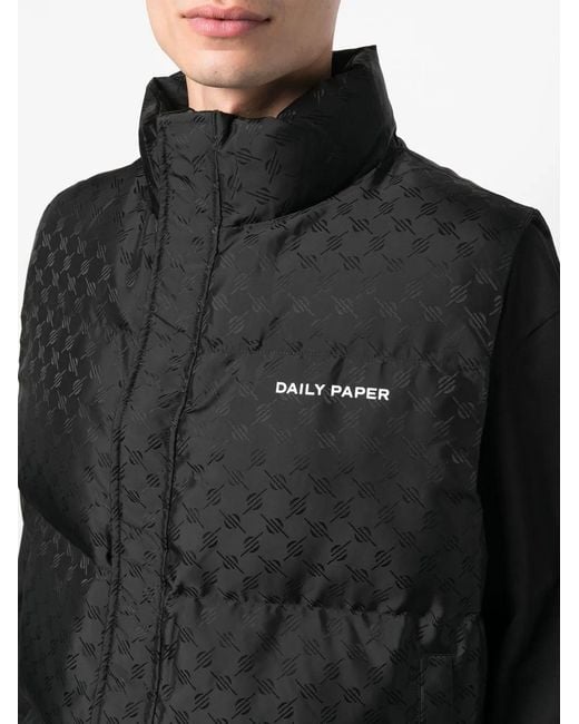 Daily Paper Black Monongram Pondo Padded Gilet for men