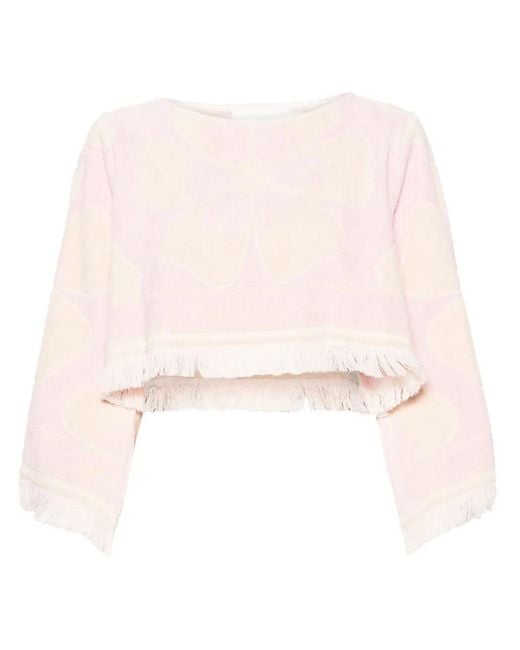 Zimmermann Pink Logo Towelling Cropped Top