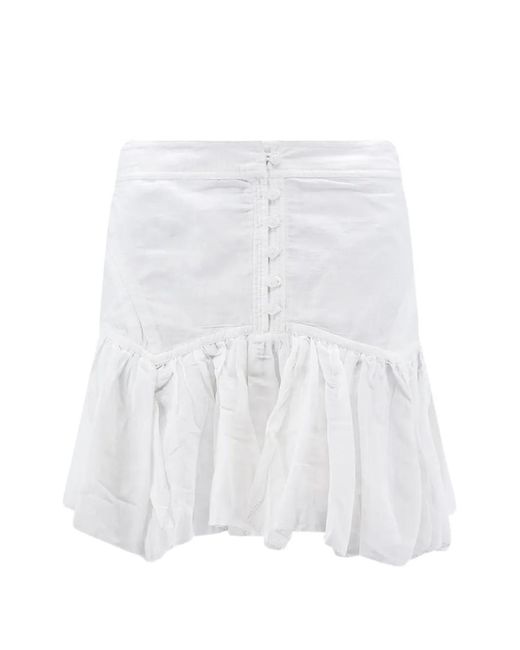 Isabel Marant White Minijupe Daneen À Volants Et Boutons Décoratifs