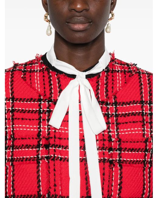 MSGM Red Check Tweed Jacket