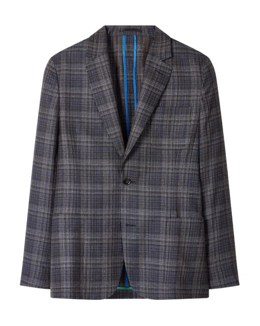 Paul Smith Blue Checked Single-Breasted Blazer for men