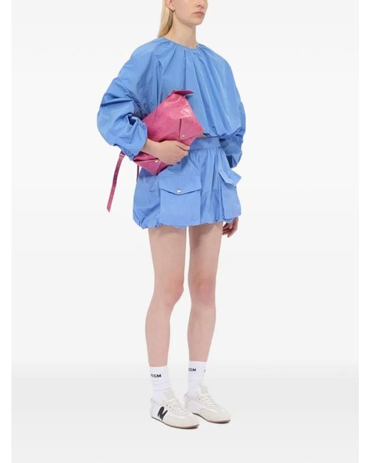 MSGM Blue Blouse À Col Rond
