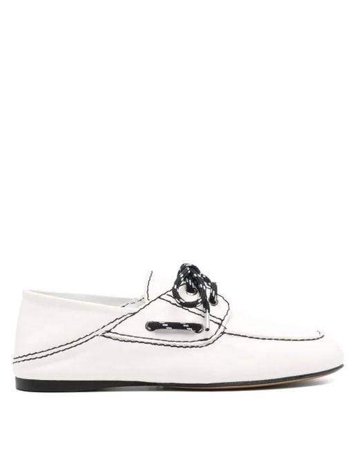 Sandro レザー デッキシューズ White