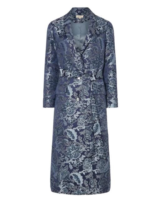 Temperley London Francis フローラル ベルテッドコート Blue
