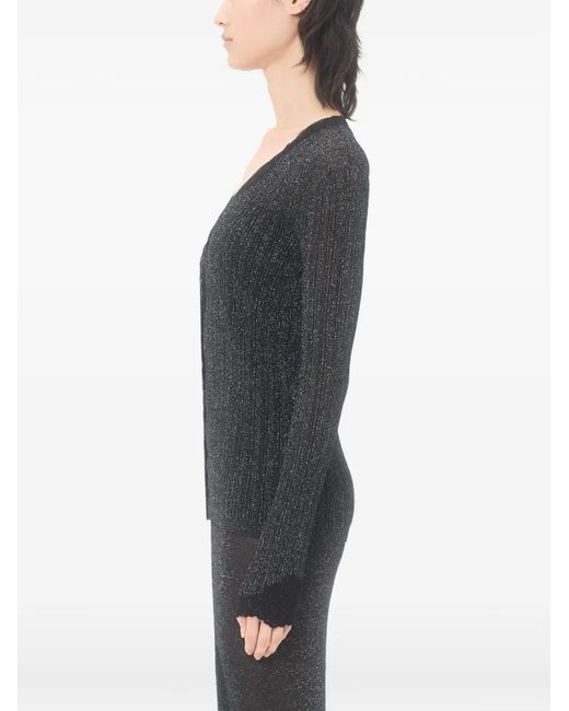 Valentino Garavani Gray Lurex Knit Cardigan With Lace