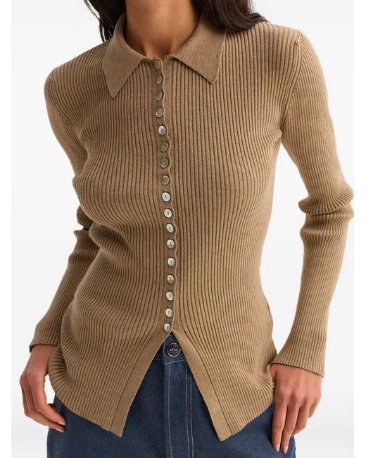 Rohe Natural Ribbed Buttoned Cardigan