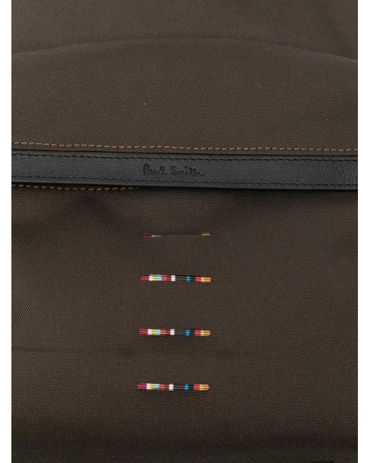 Paul Smith Black Leather-Trim Backpack for men