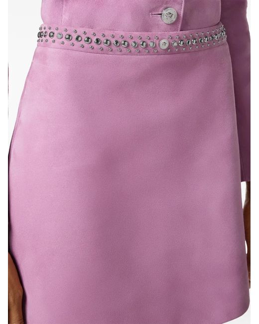 Versace Pink Embellished Suede Mini Skirt
