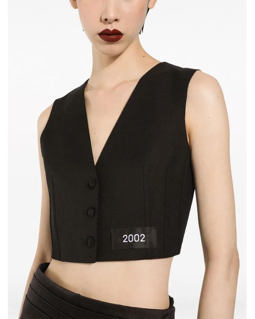 Dolce & Gabbana Black Number-Patch Tailored Cropped Vest