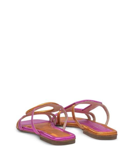 Elina Linardaki Pink Sandales Métallisées À Design Géométrique