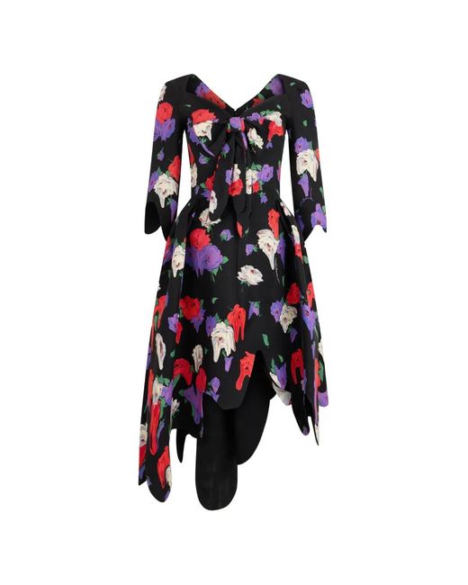 Moschino White Floral-Print Asymmetric Dress