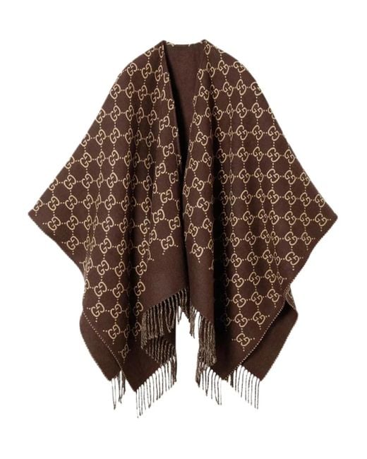 Gucci Brown Cape Aus Gg Wolljacquard