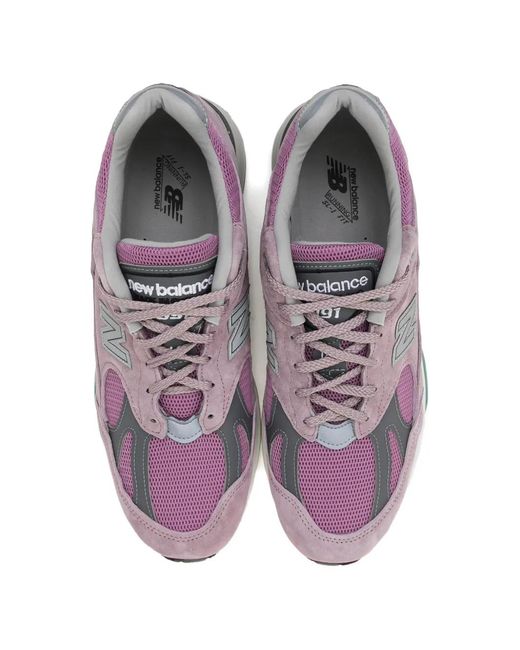 New Balance Pink 991V2 Panelled Low-Top Sneakers