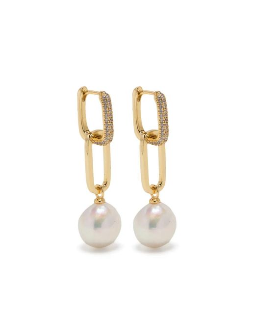 Eshvi White Crystals Pearl Earrings