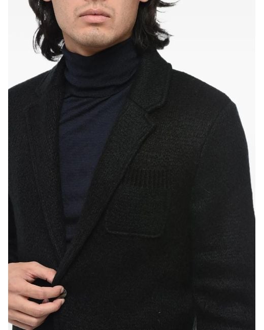 SUNHOUSE Black Single-Breasted Knit Blazer for men