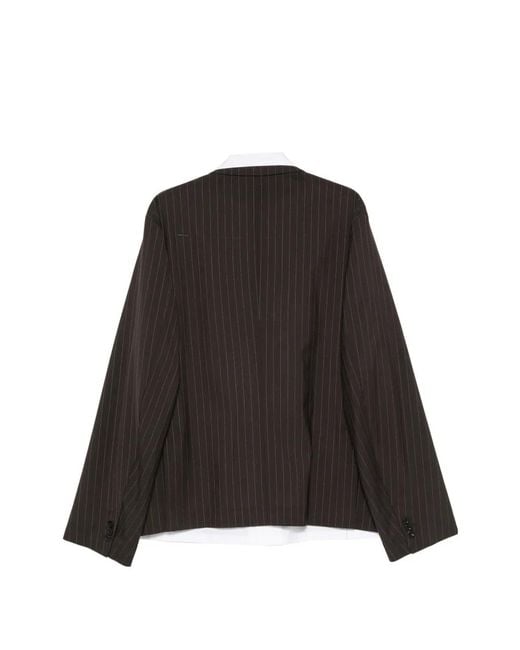 Sacai Black Stripe-Pattern Blazer for men