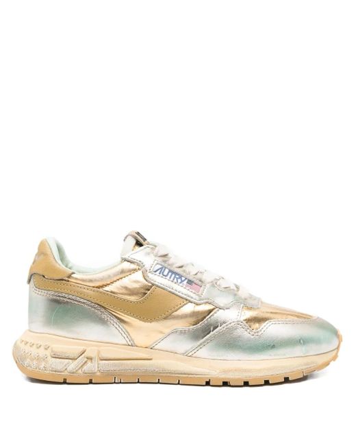 Autry White Metallic-Effect Leather Sneakers