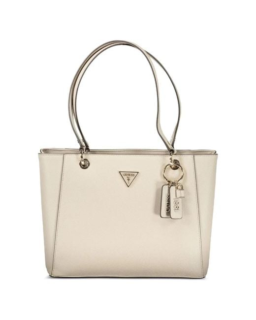 Guess Natural Logo-Plaque Tote Bag