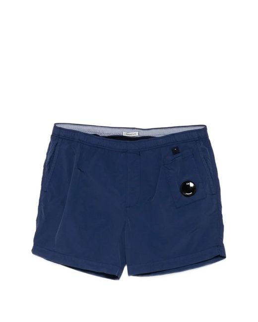 C P Company Blue Flatt Nylon Lens Swim Shorts for men