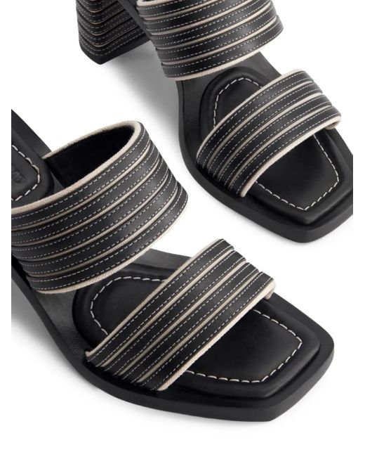 Bernardo Black 1946 70Mm Bari Striped Double Strap Sandals