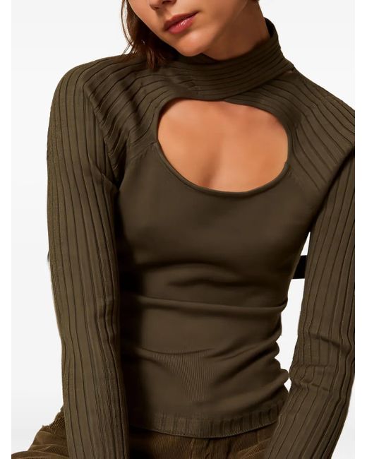 Twinset Green Ribbed Cut-Out Jumper