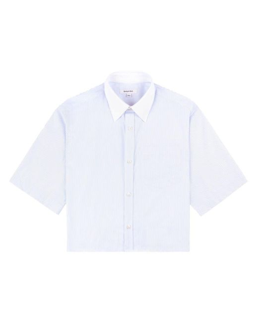 Sporty & Rich White Striped Croped Cotton Shirt
