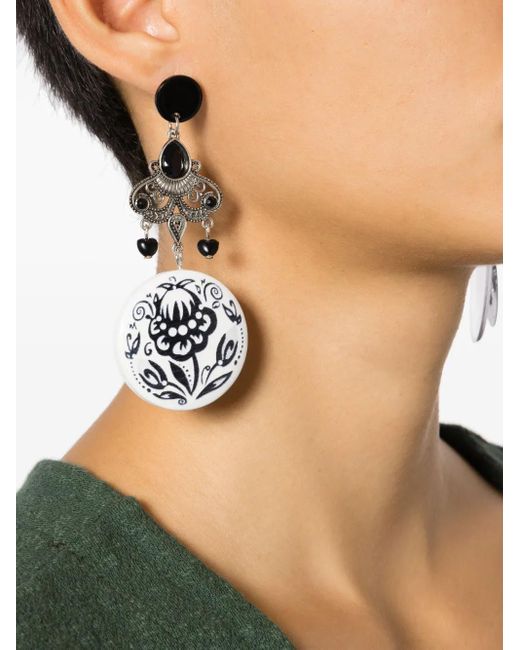 Set Orecchini E Collana Con Pendente A Fiori di Amir Slama in Black
